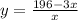 y=\frac{196-3x}{x}