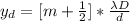 y_d  =  [m  +  \frac{1}{2} ] * \frac{\lambda D }{d }