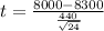 t =  \frac{8000- 8300 }{ \frac{440}{\sqrt{24} } }