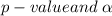 p-value  and \  \alpha