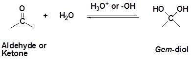 The substance formed on addition of water to an aldehyde or ketone is called a hydrate or a/an:

A)