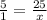 \frac{5}{1}=\frac{25}{x}