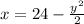 x= 24 - \frac{y^{2}}{2}