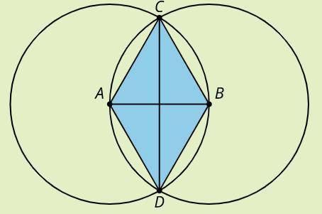 This diagram is a straightedge and compass construction. A is the center of one

circle, and B
is th