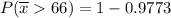 P ( \overline x  66 ) = 1 - 0.9773