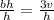 \frac{bh}{h}  =  \frac{3v}{h}