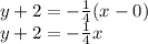 y + 2 =  -  \frac{1}{4} (x - 0) \\ y + 2 =  -  \frac{1}{4} x