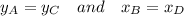 y_A=y_C\quad and\quad x_B=x_D