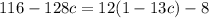 116-128c=12(1-13c)-8