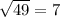 \sqrt{49}  = 7