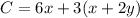 C =  6x  +  3(x + 2y)