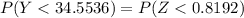 P(Y < 34.5536) = P(Z< 0.8192)