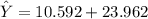 \hat Y = 10.592 + 23.962