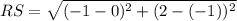 RS = \sqrt{(-1 - 0)^2 + (2 -(-1))^2}