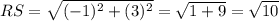 RS = \sqrt{(-1)^2 + (3)^2} = \sqrt{1 + 9} = \sqrt{10}