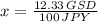 x = \frac{12.33\,GSD}{100\,JPY}