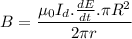 $ B= \frac{\mu_0I_d.\frac{dE}{dt}.\pi R^2}{2 \pi r}$