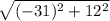 \sqrt{(-31)^2+12^2}