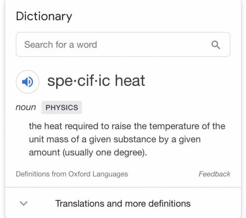 What does specific heat mean?
