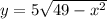 y = 5 \sqrt{49 -x^2}