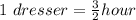 1\ dresser = \frac{3}{2} hour