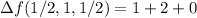 \Delta  f(1/2,1 ,1/2) =  1 + 2  + 0