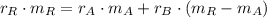 r_{R}\cdot m_{R} = r_{A}\cdot m_{A} + r_{B}\cdot (m_{R}-m_{A})