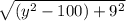 \sqrt{(y^2 - 100) + 9^2}