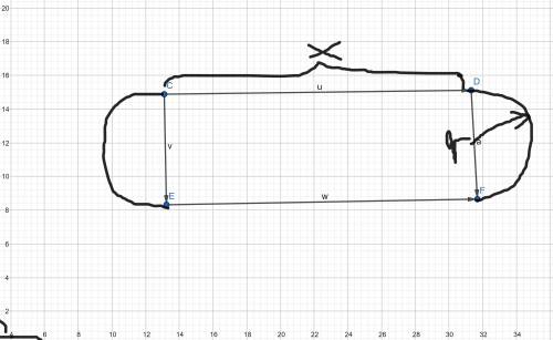 An athletic facility is building an indoor track. The track is composed of a rectangle and two semic