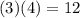 (3)(4)=12