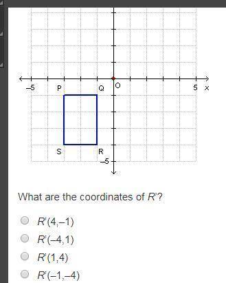 Rectangle PQRS is rotated 90° counterclockwise about the origin to create rectangle people are P pri
