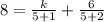 8=\frac{k}{5+1} +\frac{6}{5+2}