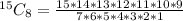 ^{15}C_8 = \frac{15 * 14 * 13 * 12 * 11 * 10 * 9}{7 * 6 *5 * 4 * 3 * 2 * 1}