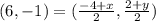 (6, - 1) = ( \frac{ - 4 + x}{2} ,\frac{2 + y}{2} )