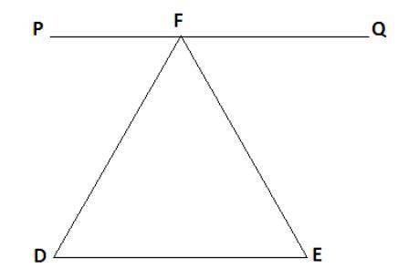 Write a paragraph proof of the Triangle Angle Sum Theorem using the following figure. A line should