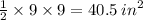 \frac{1}{2}  \times 9 \times 9 = 40.5  \: {in}^{2}