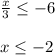 \frac{x}{3} \leq -6\\\\x \leq -2