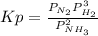 Kp = \frac{P_{N_2}P_{H_2}^3}{P_{NH_3}^2}