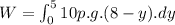 W= \int_{0}^{5} 10 p.g.(8-y).dy