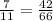 \frac{7}{11} = \frac{42}{66}