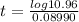 t=\frac{log10.96}{0.08990}