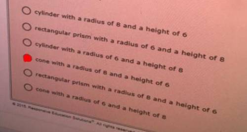 Choose the correct answer

The triangle below is rotated about the x- axis 
(Choices are in the pict