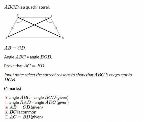 ABCD is a quadrilateral. 
AB=CD
Angle ABC = angle BCD
Prove that AC = BD