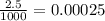 \frac{2.5}{1000} =0.00025