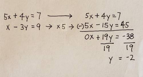 5x + 4y=7x - 3y =9 x =???y =