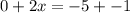 0 + 2x = -5 + -1