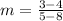 m =  \frac{3 - 4}{5 - 8}