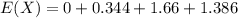 E(X) =0 +0.344+1.66+1.386