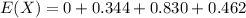 E(X) = 0 + 0.344+ 0.830+0.462