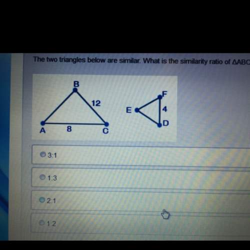 The two triangles below are similar. what is the similarity ratio of abc to def?  a - 3: 1